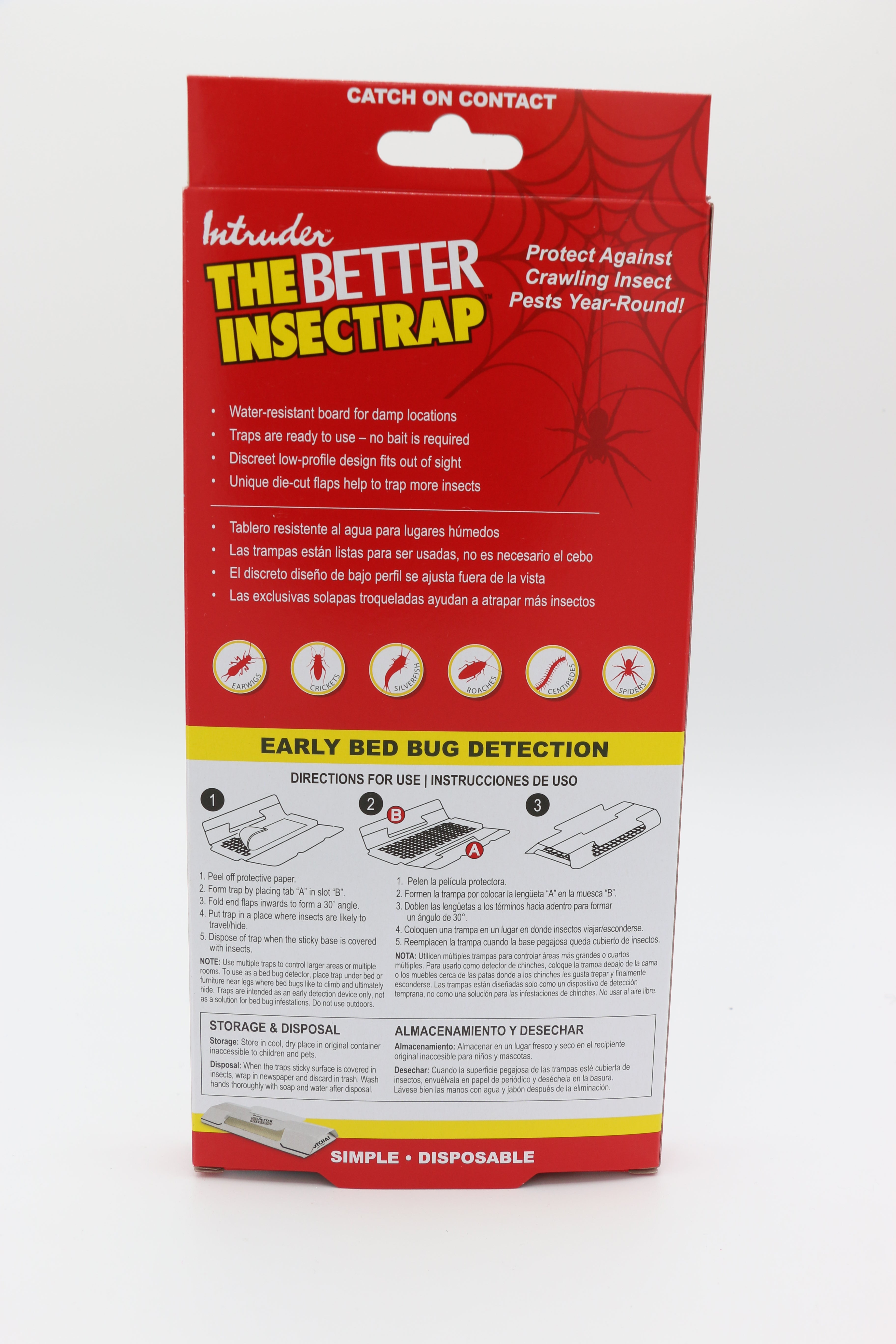 Trapper Insect Trap (Great for Bed Bugs, Spiders, Cockroaches) - Includes 90 Traps